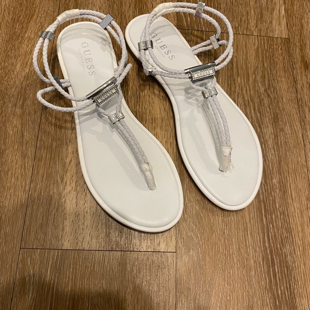 GUESS Silver and White Women's Sandals